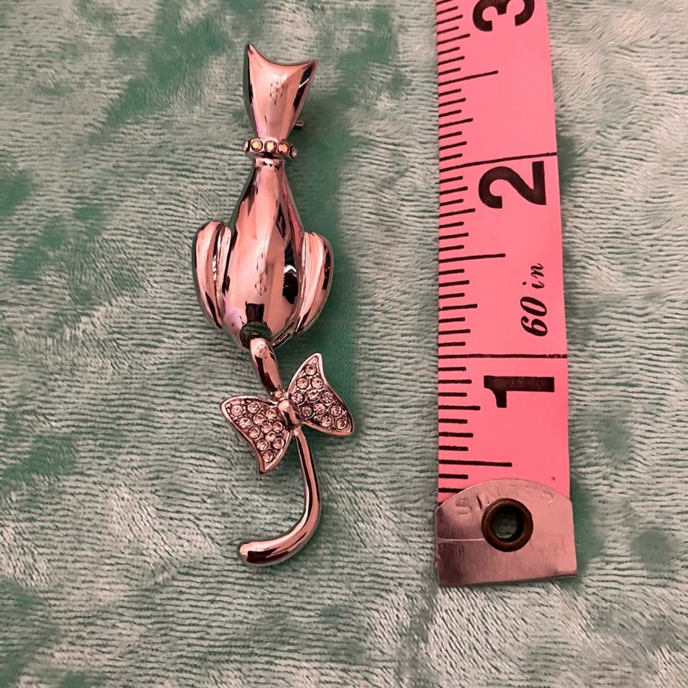 Cute silver Cat Pin charter club